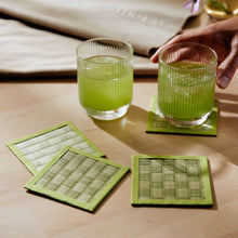 Load image into Gallery viewer, Tatami Omote Coasters - Fresh Green Checkered