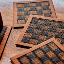 Load image into Gallery viewer, Tatami Omote Coasters - Deep Brown Checkered