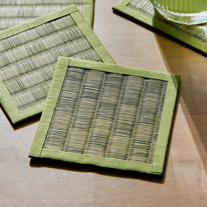 Tatami Omote Coasters - Fresh Green Checkered